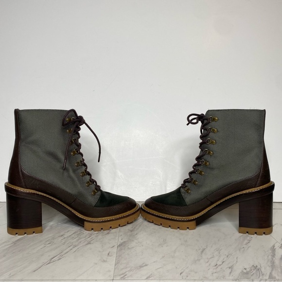 Tory Burch Miller Lug Sole Heeled Lace Up Boot 11M - Picture 5 of 14